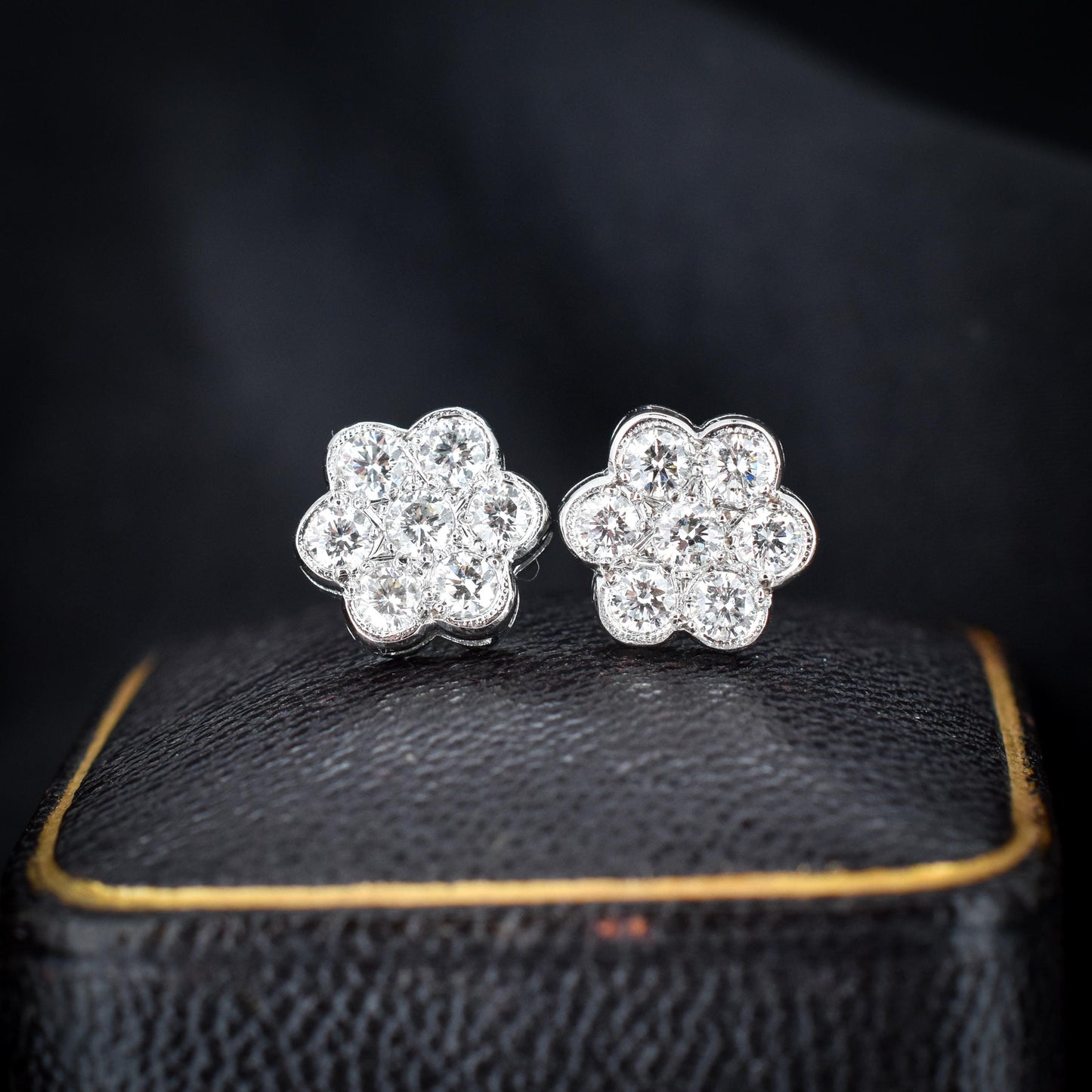 Diamond Daisy 18ct White Gold Flower Cluster Stud Earrings