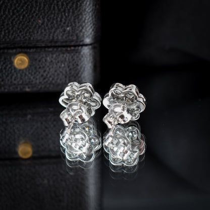 Diamond Daisy 18ct White Gold Flower Cluster Stud Earrings