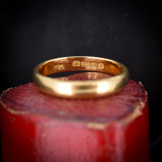 Art Deco '1933' 22ct Yellow Gold Plain Stacking Wedding Band Ring - Vintage