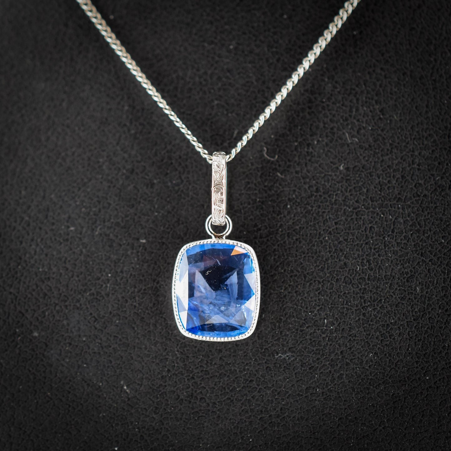 1.96ct Natural Blue Sapphire Platinum Pendant Charm