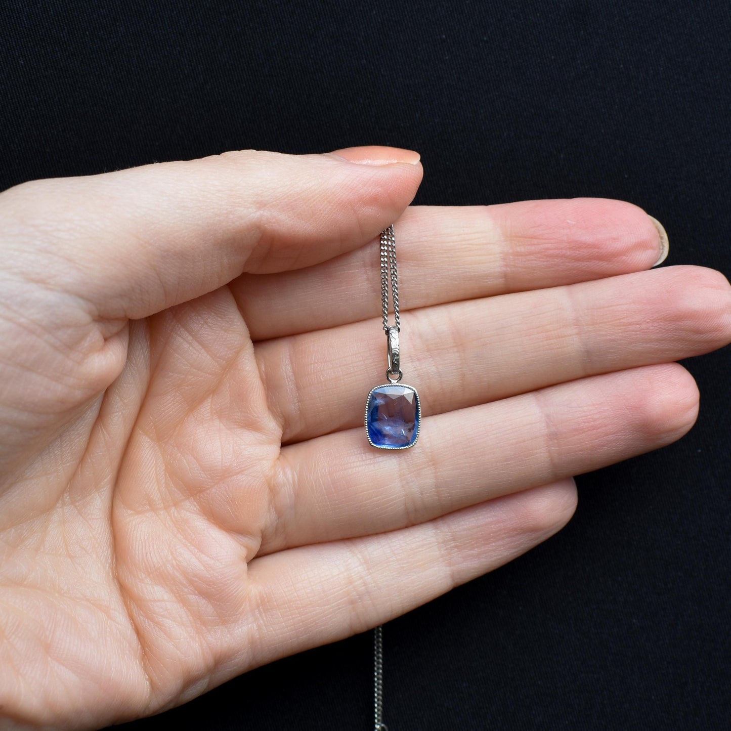 1.96ct Natural Blue Sapphire Platinum Pendant Charm