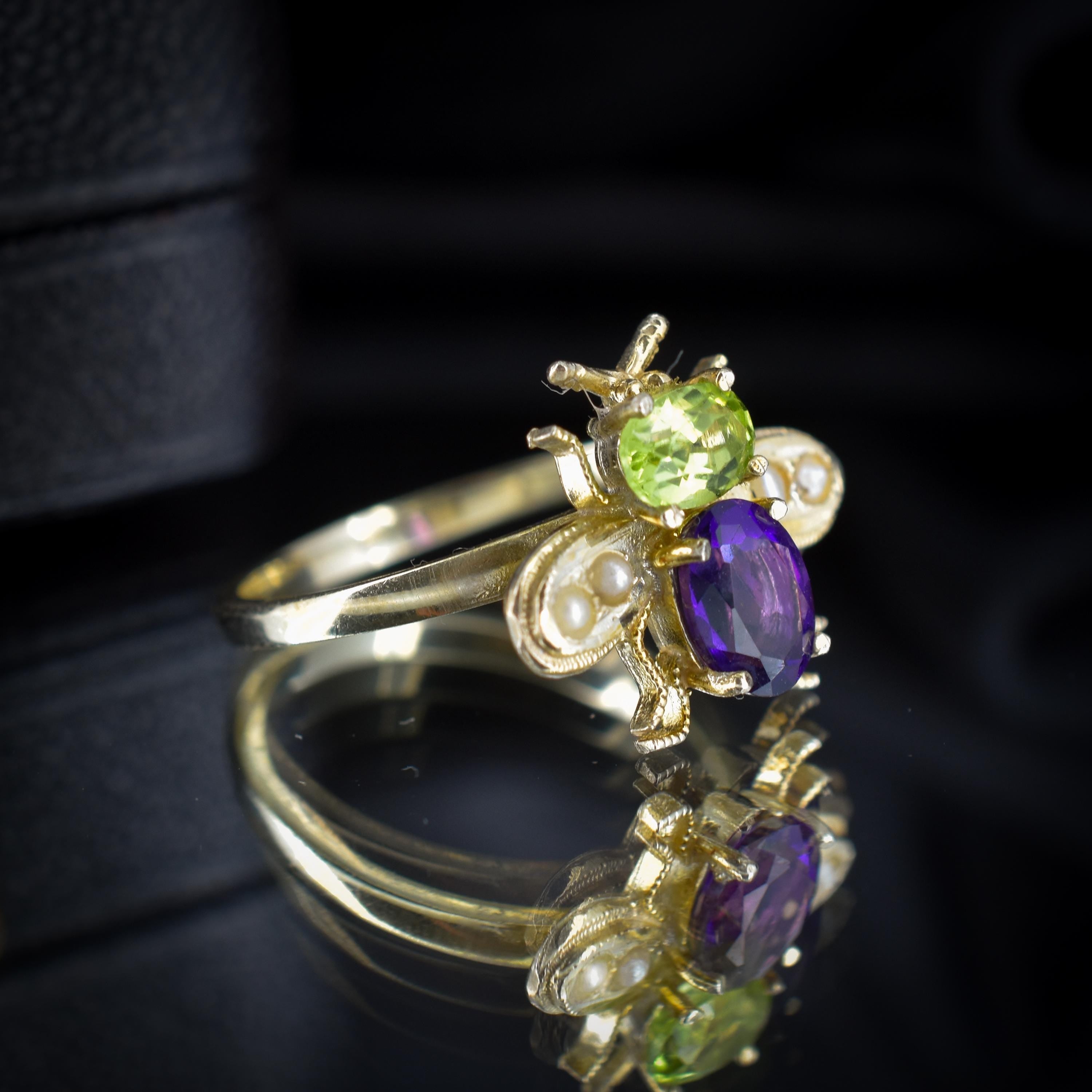 Amethyst and peridot ring fashion