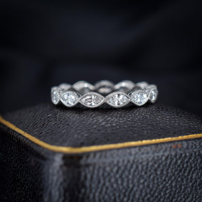 1.21ct Marquise Cut Diamond Platinum Full Eternity Wedding Band Ring