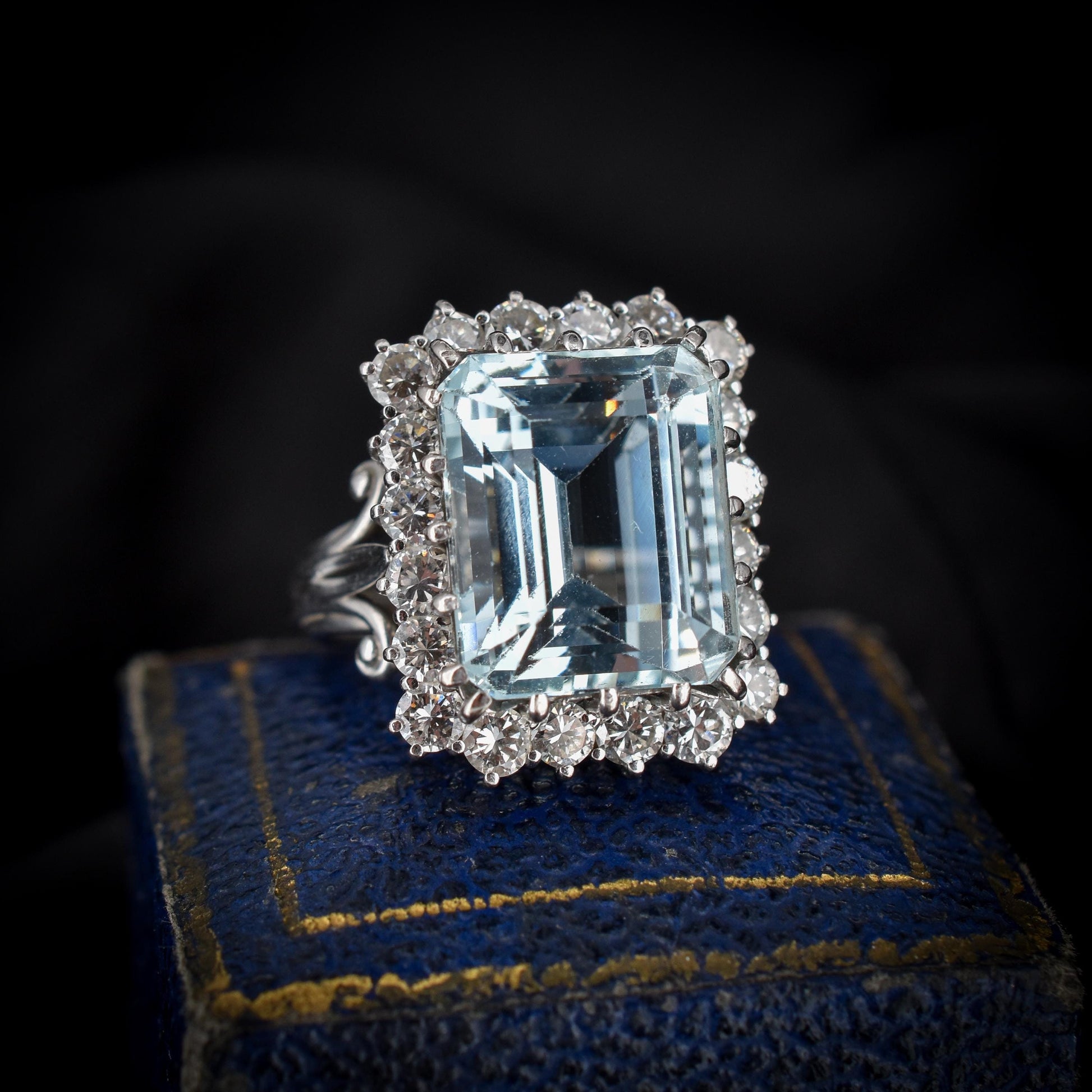 11.38ct Aquamarine and Diamond 18ct White Gold Cocktail Ring