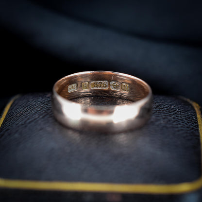 Antique '1911' 9ct Rose Gold Plain Stacking Wedding Band Ring