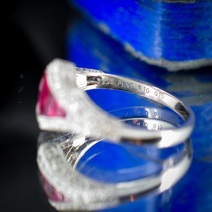 Art Deco Style Ruby and Diamond Platinum Ring