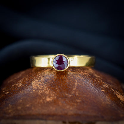 Antique Round Garnet Bezel Set 22ct Yellow Gold Ring | Dated 1871