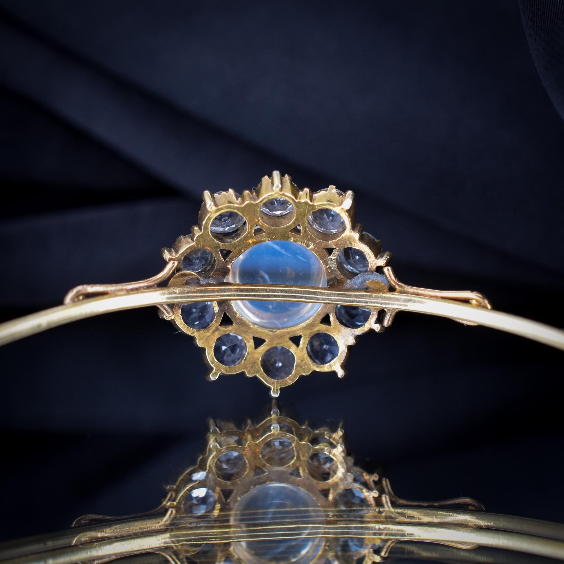 Antique Sapphire and Moonstone 15ct Gold Bangle Bracelet