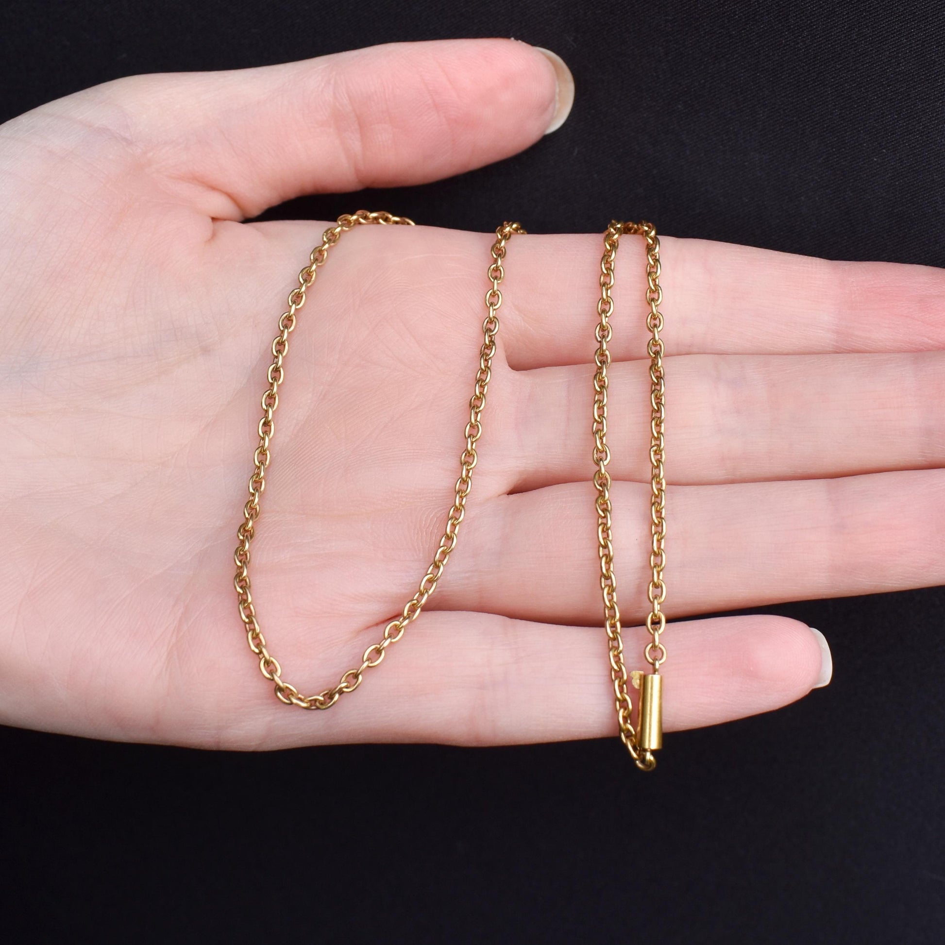 Antique Victorian 15ct Gold Short Chain Necklace with Barrel Clasp | 15"