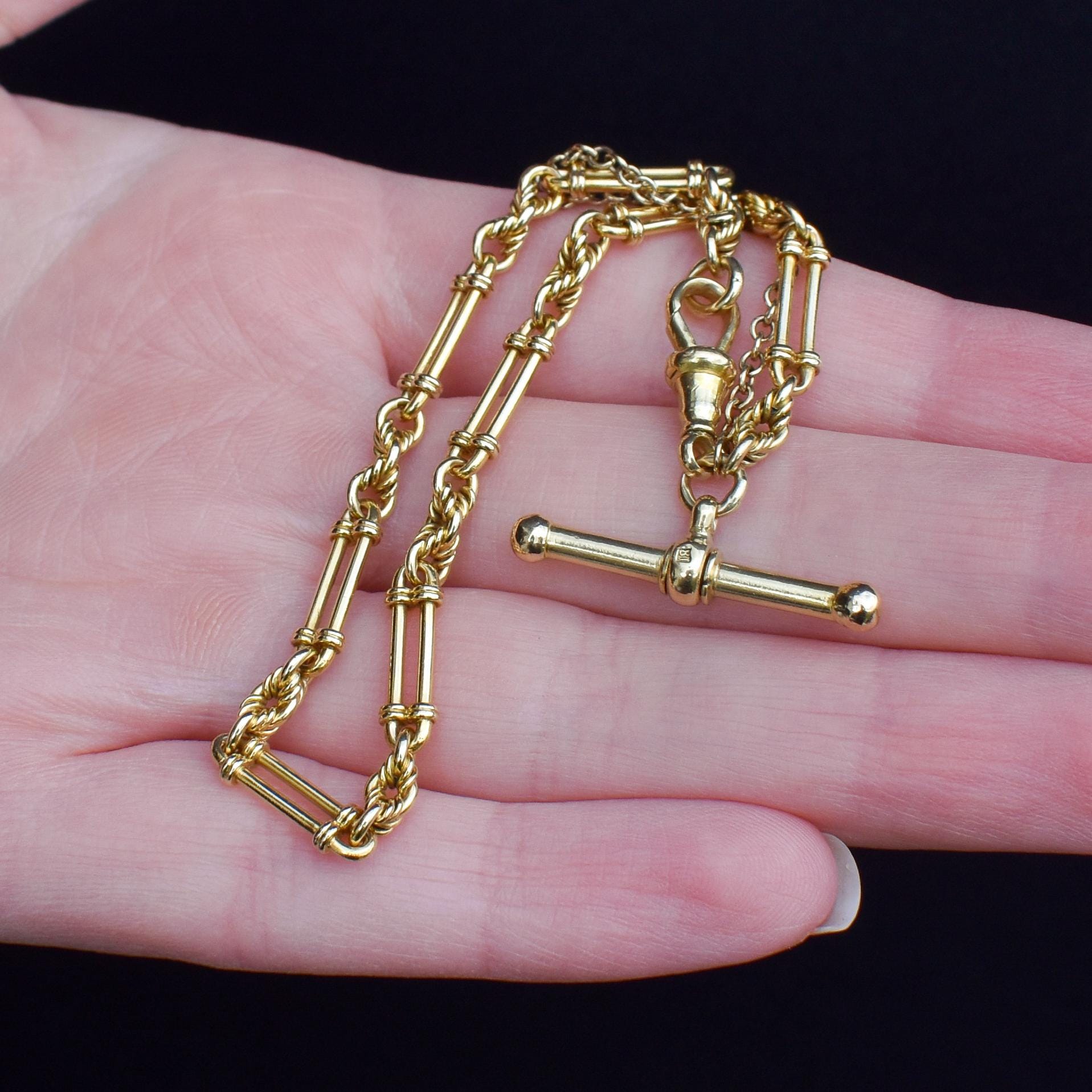 Antique 18ct Gold Victorian Trombone Fetter Link Bracelet | 7"