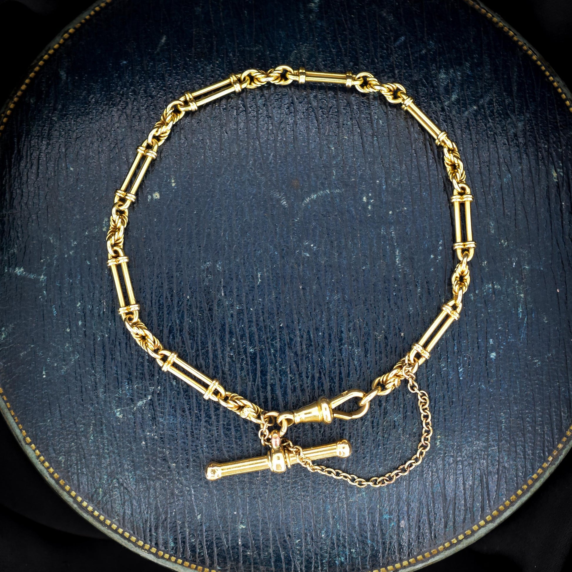 Antique 18ct Gold Victorian Trombone Fetter Link Bracelet | 7"