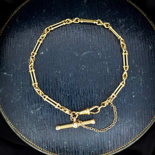 Antique 18ct Gold Victorian Trombone Fetter Link Bracelet | 7"