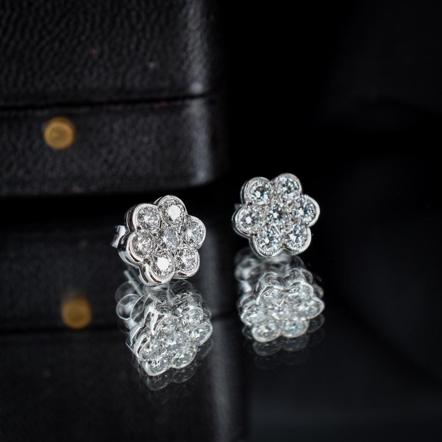 Diamond Daisy 18ct White Gold Flower Cluster Stud Earrings