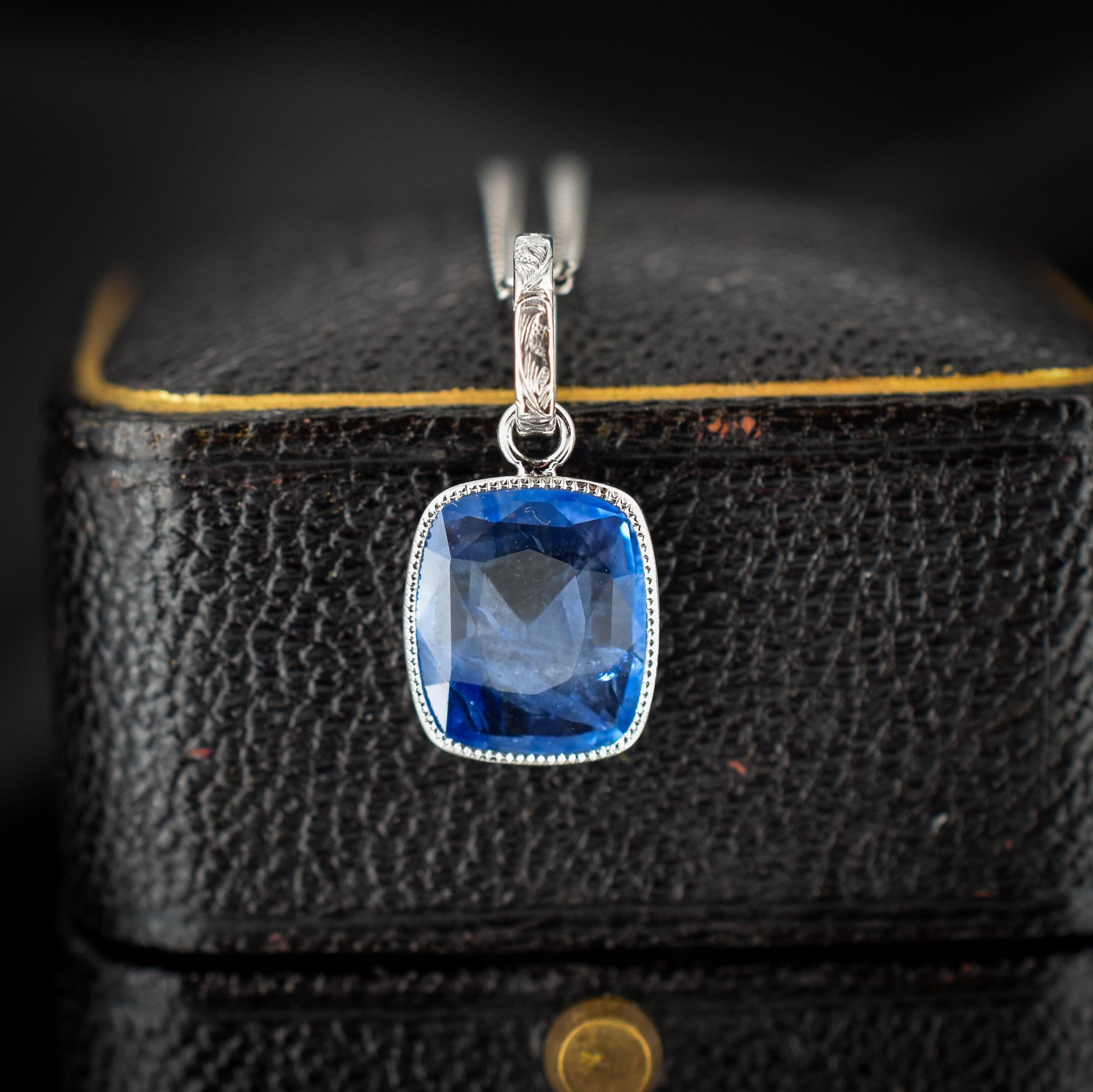 1.96ct Natural Blue Sapphire Platinum Pendant Charm