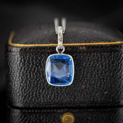 1.96ct Natural Blue Sapphire Platinum Pendant Charm