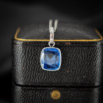 1.96ct Natural Blue Sapphire Platinum Pendant Charm