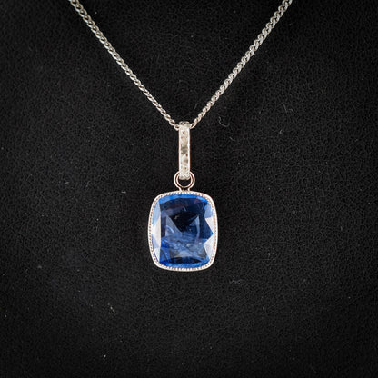 1.96ct Natural Blue Sapphire Platinum Pendant Charm