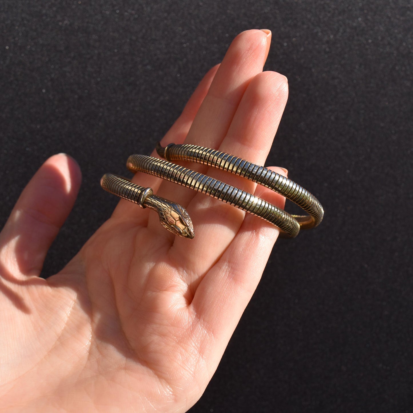 Vintage Art Deco Snake Serpent Rolled Gold Bangle Bracelet