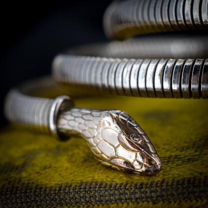 Vintage Art Deco Snake Serpent Rolled Gold Bangle Bracelet