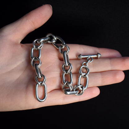 Vintage 980 Mexican Silver Bracelet with T-bar Fastener | 8" Length