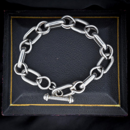 Vintage 980 Mexican Silver Bracelet with T-bar Fastener | 8" Length