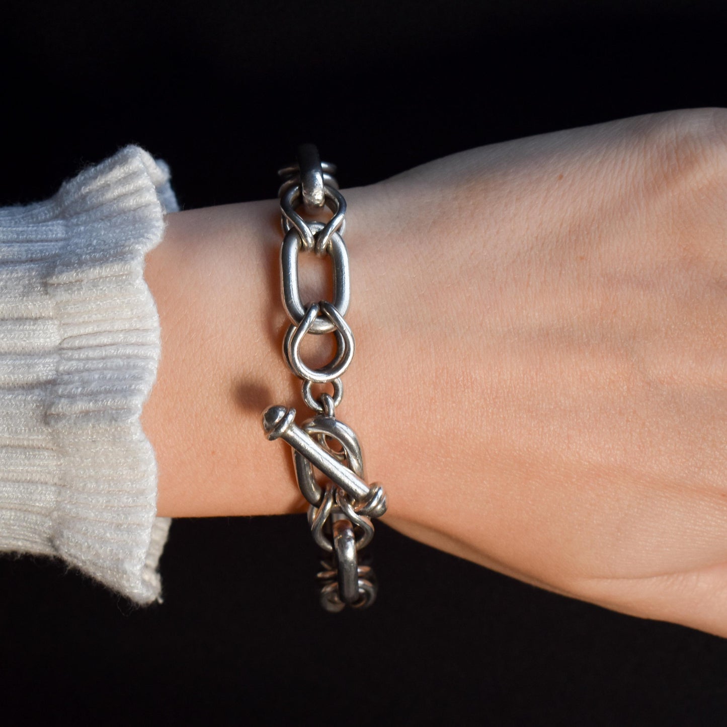 Vintage 980 Mexican Silver Bracelet with T-bar Fastener | 8" Length