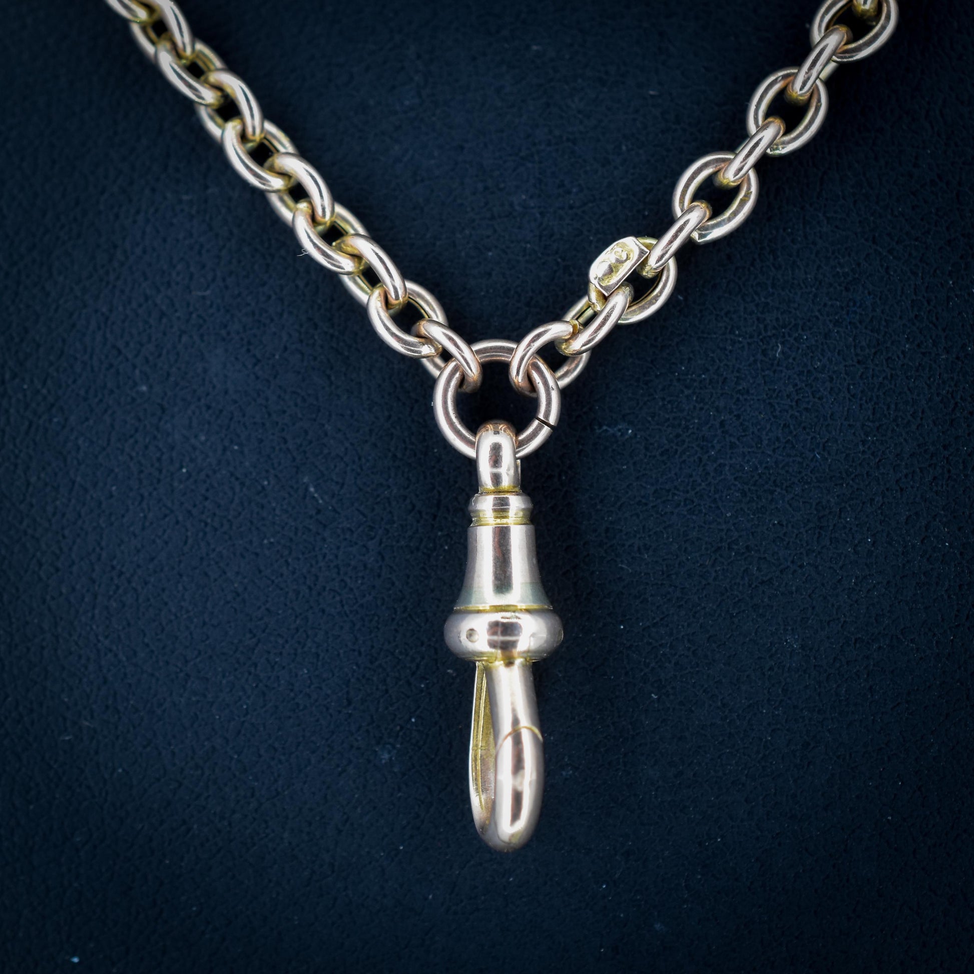 Antique 9ct Gold Trace Link Long Guard Chain Necklace with Dog Clip | 55"