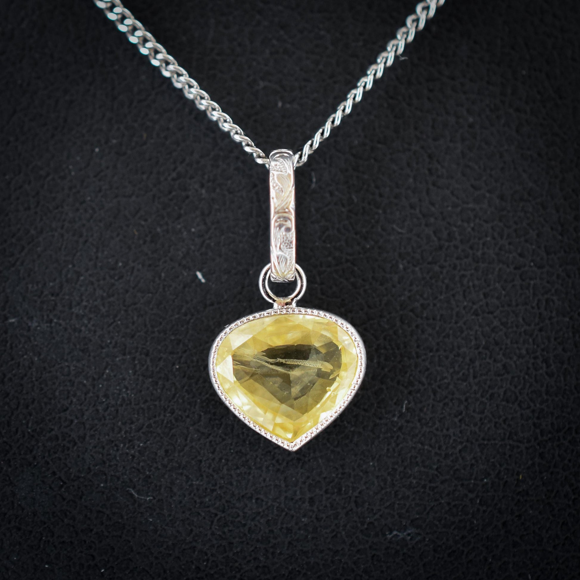 Certified 1.62ct Sri Lanka Natural Yellow Sapphire Platinum Pendant Charm