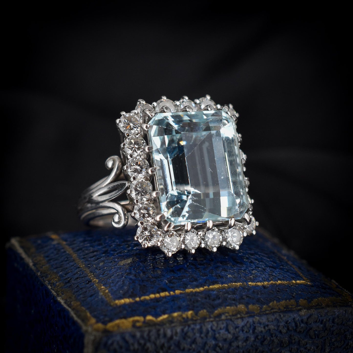 11.38ct Aquamarine and Diamond 18ct White Gold Cocktail Ring