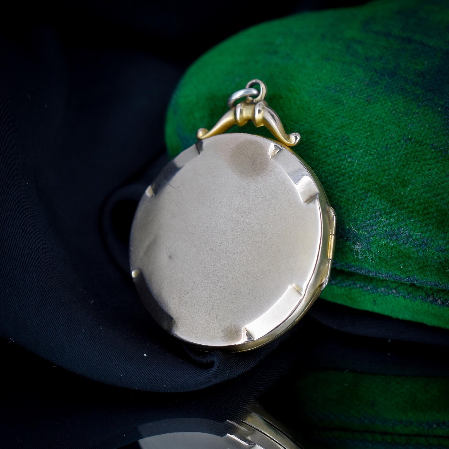 Antique 9ct Gold Paste and Pearl Engraved Fancy Round Locket Pendant