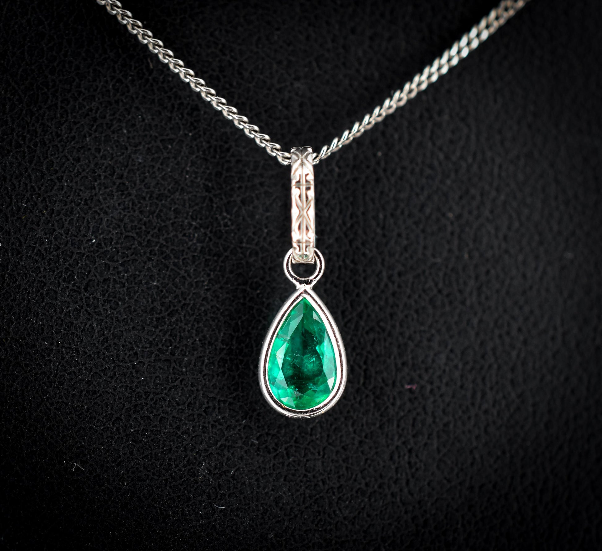 0.45ct Natural Emerald Platinum Drop Pendant Charm