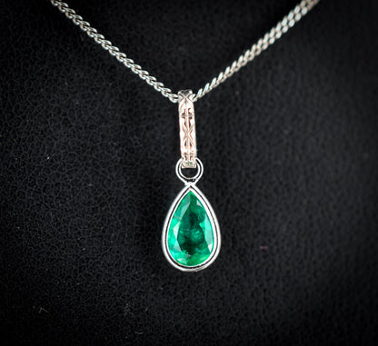 0.45ct Natural Emerald Platinum Drop Pendant Charm