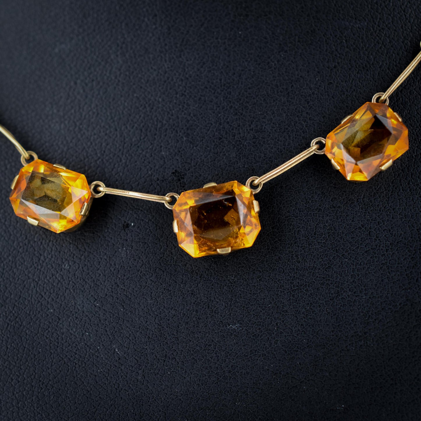 Antique Edwardian 36.38ct Citrine Gold Riviere Necklace | 16.5"