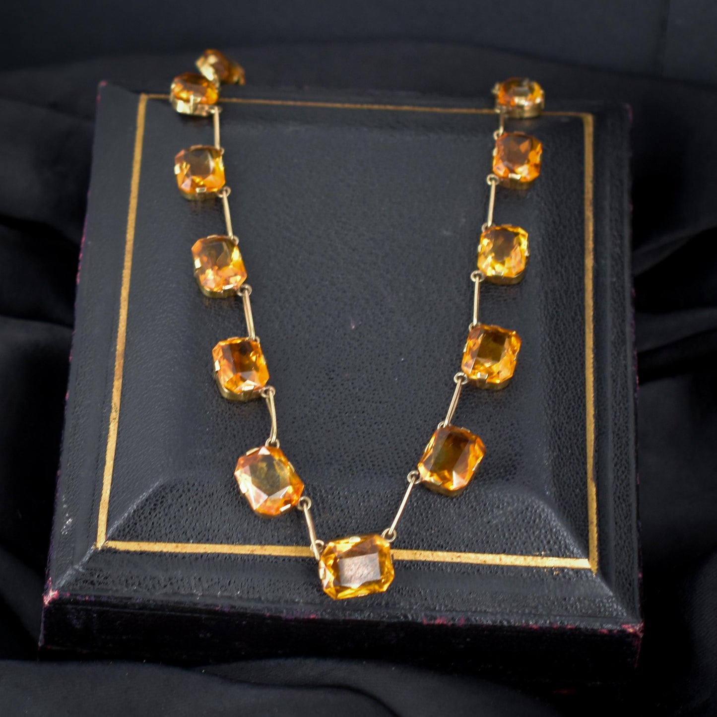 Antique Edwardian 36.38ct Citrine Gold Riviere Necklace | 16.5"