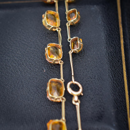 Antique Edwardian 36.38ct Citrine Gold Riviere Necklace | 16.5"