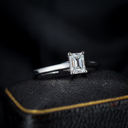 Emerald Cut 0.50ct Diamond 18ct White Gold Solitaire Engagement Ring