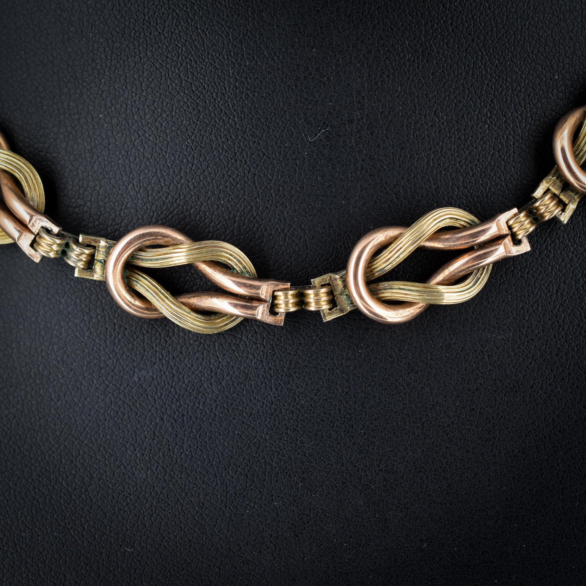 Vintage Gold on Silver Knot Link Chain Necklace | 15.25"