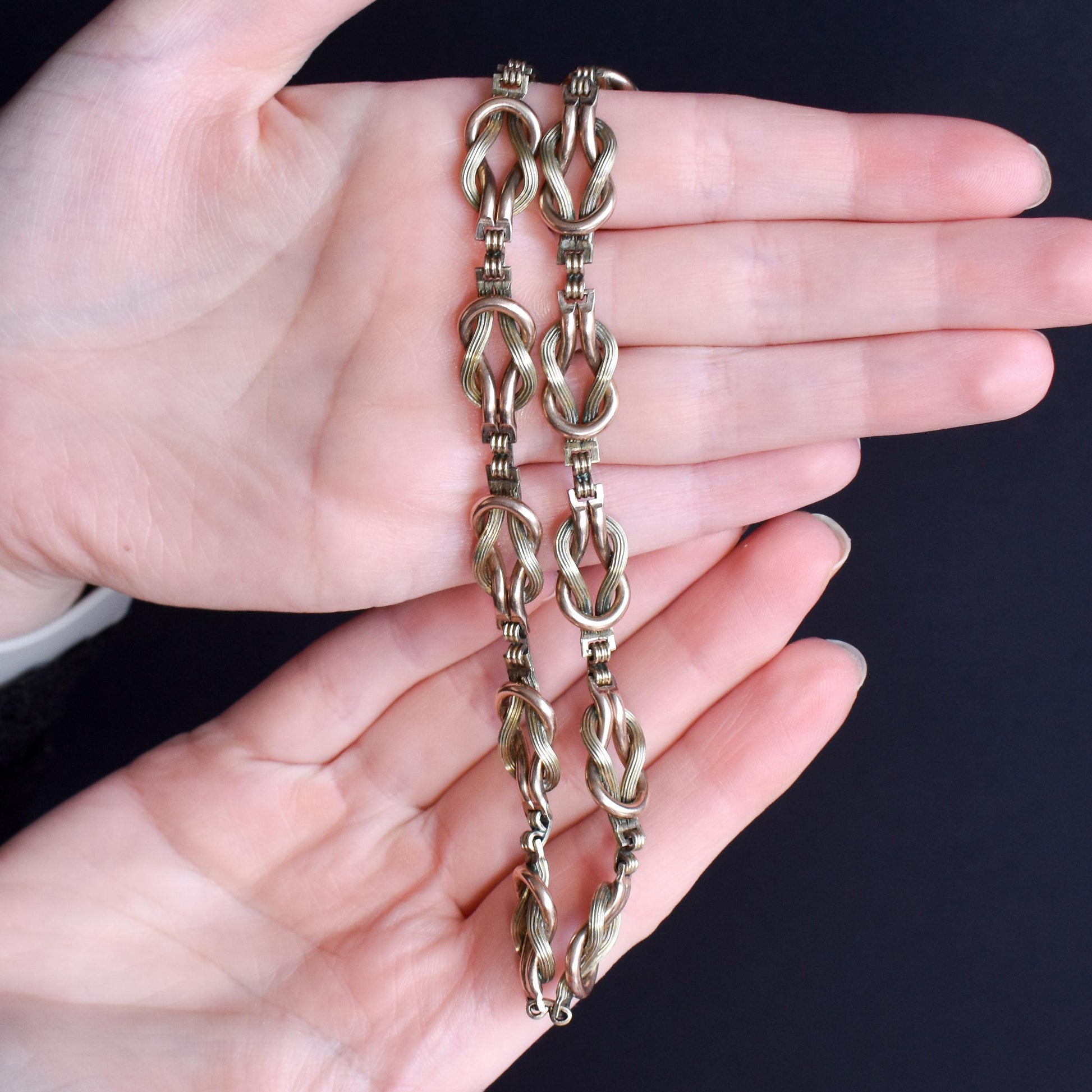 Vintage Gold on Silver Knot Link Chain Necklace | 15.25"