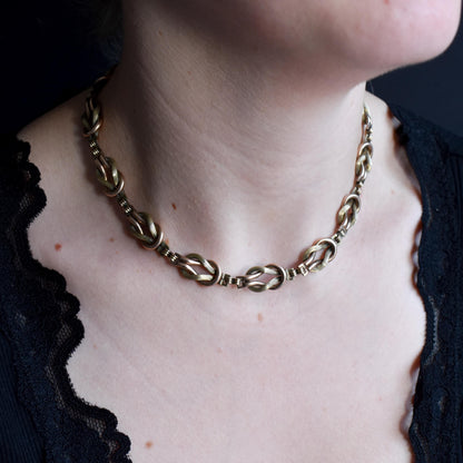 Vintage Gold on Silver Knot Link Chain Necklace | 15.25"