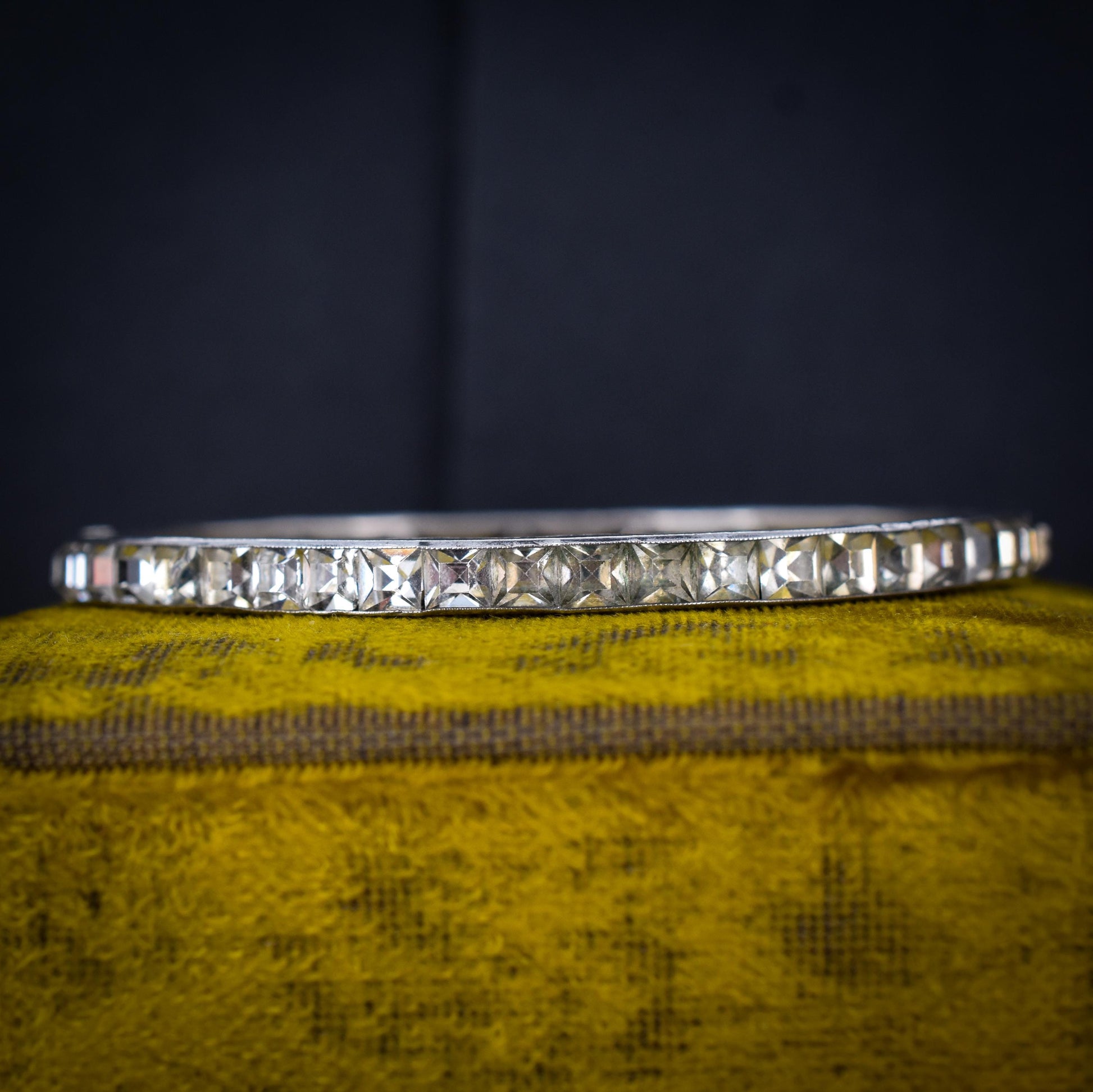 Antique Paste Sterling Silver Engraved Bangle Bracelet