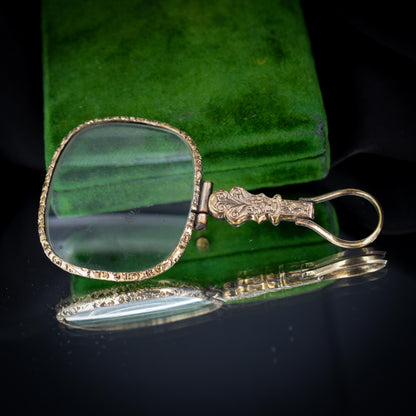 Antique Quizzing Magnifying Glass Rolled Gold Pendant | Georgian