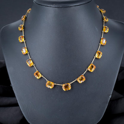 Antique Edwardian 36.38ct Citrine Gold Riviere Necklace | 16.5"