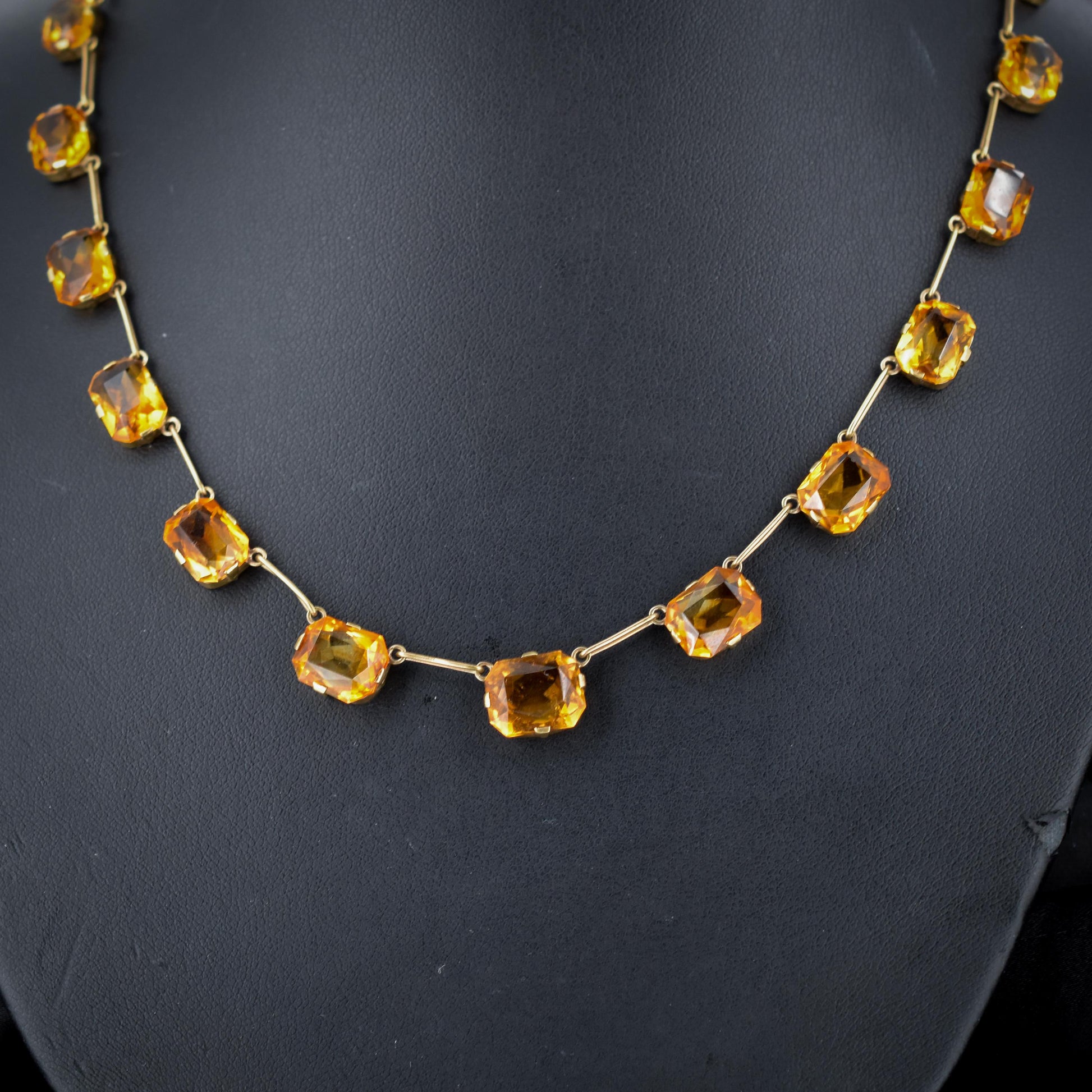 Antique Edwardian 36.38ct Citrine Gold Riviere Necklace | 16.5"