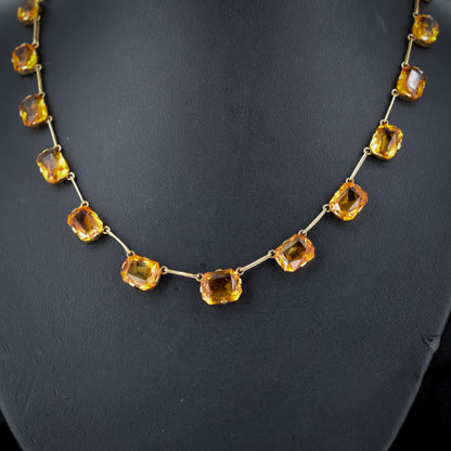 Antique Edwardian 36.38ct Citrine Gold Riviere Necklace | 16.5"