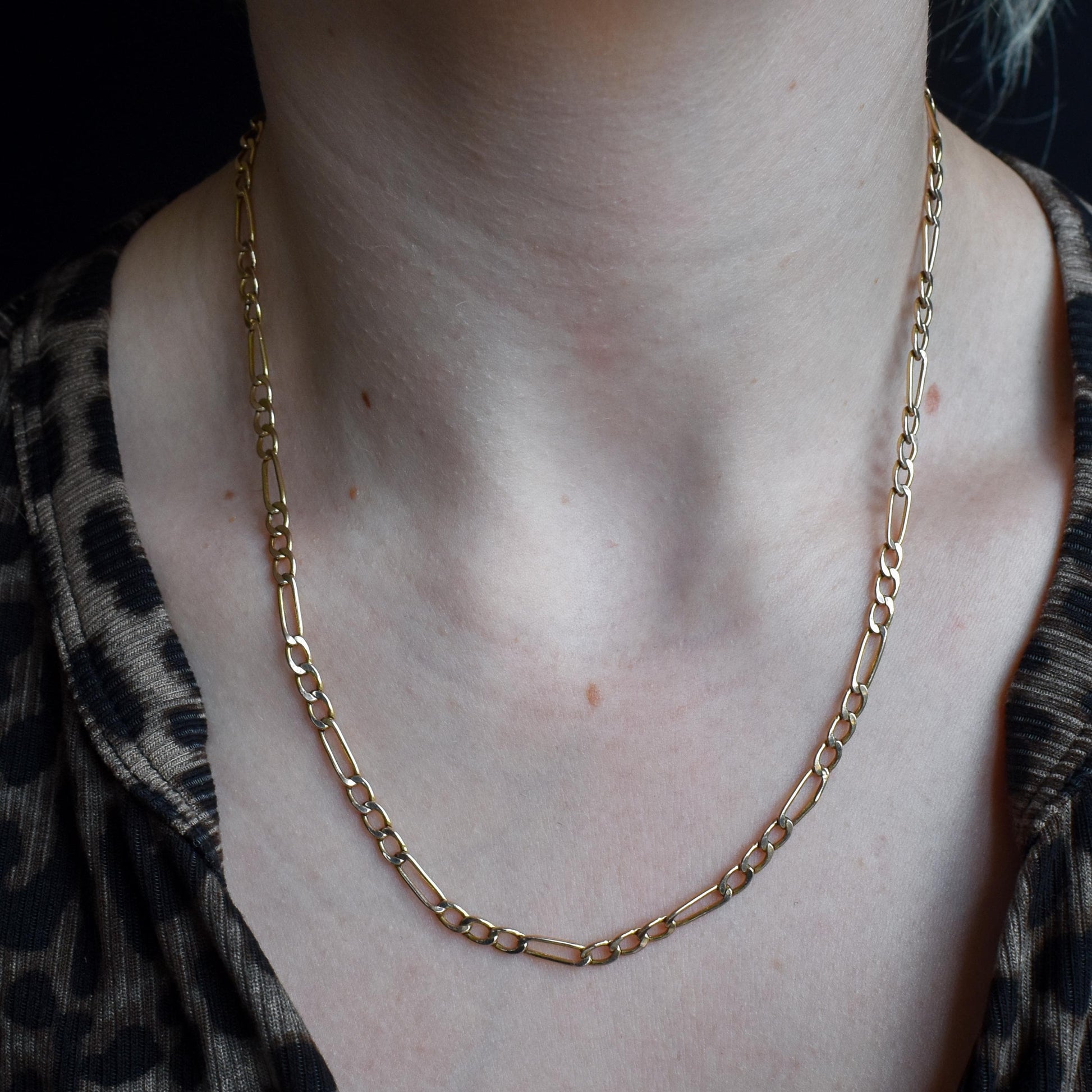 Vintage 9ct Yellow Gold Figaro 18″ Long Chain Necklace