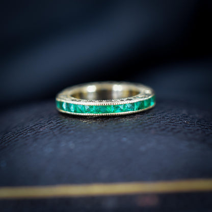 Emerald 18ct Yellow Gold Engraved Connector Bail Charm