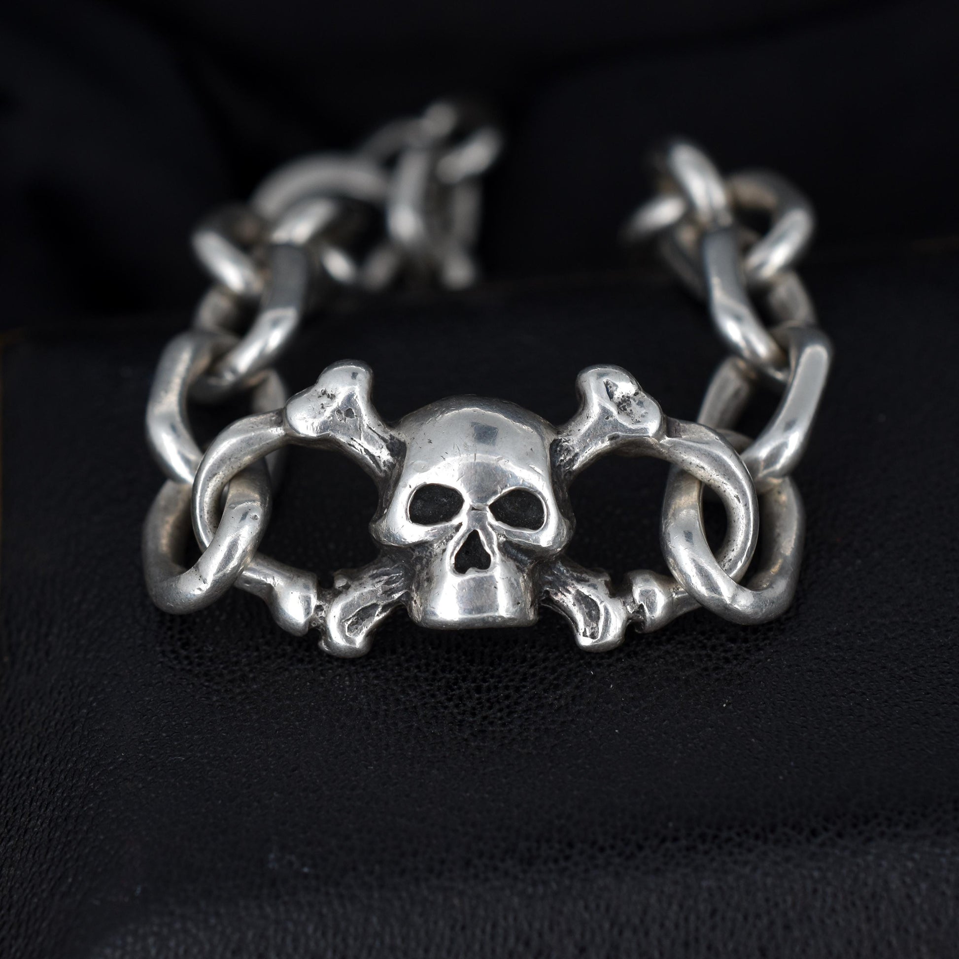 Stephen Einhorn Silver Skull Bracelet T-bar Fastener | 11" Length