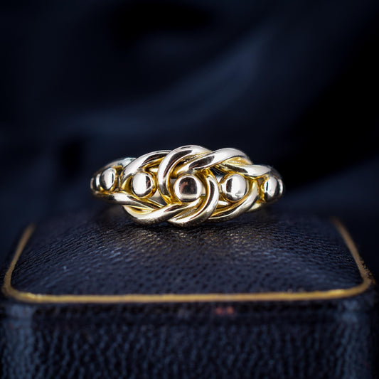 Antique Victorian Lovers Knot 18ct Yellow Gold Ring Band | Dated 1898