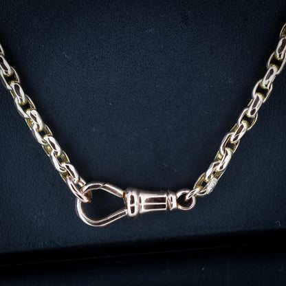 Antique Victorian 9ct Gold Faceted Link Chain Necklace with Dog Clip | 20"