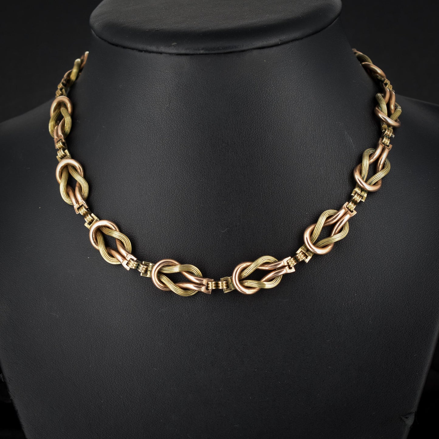 Vintage Gold on Silver Knot Link Chain Necklace | 15.25"